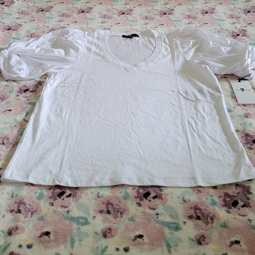 7 For All Mankind White Twist➰ Sleeve Top - Picture 13 of 14